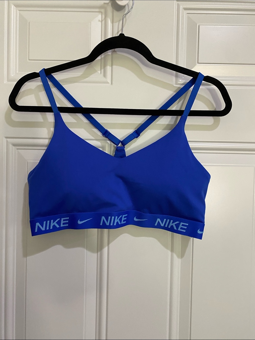 Nike Cobalt Blue Double-Strap Logo Elastic Sports Bra
